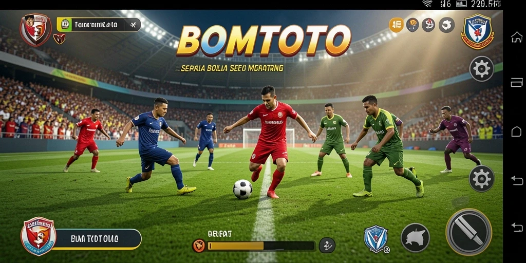 Screenshot gameplay yang menampilkan pertandingan sepak bola yang seru.