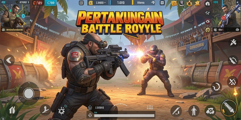 Screenshot C789 menampilkan gameplay Battle Royale yang mendebarkan.