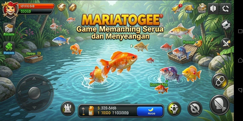 Screenshot gameplay MARIATOGEL menampilkan aksi memancing yang seru dan menarik.