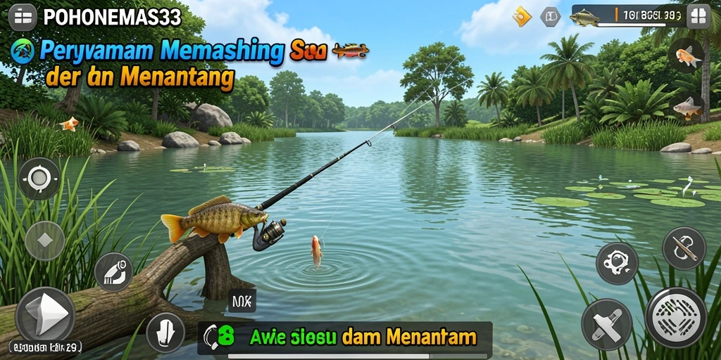Tangkapan besar dalam game POHONEMAS33 saat gameplay Fishing.